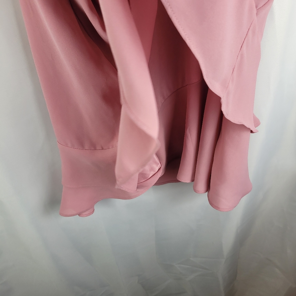 Ruffled V-Neck Mini Dress in Mauve Pink - Picture 7 of 16